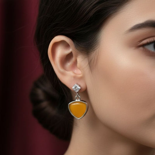 Bright Yellow Enamel Floral Dome Jhumka Earrings