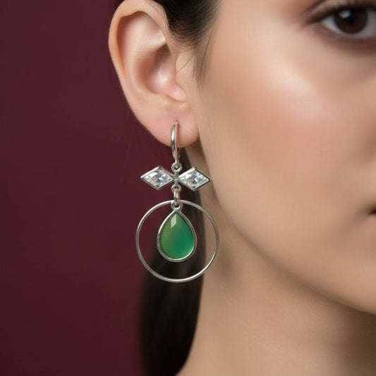 Traditional Dark Green Floral Enamel Jhumka Earrings