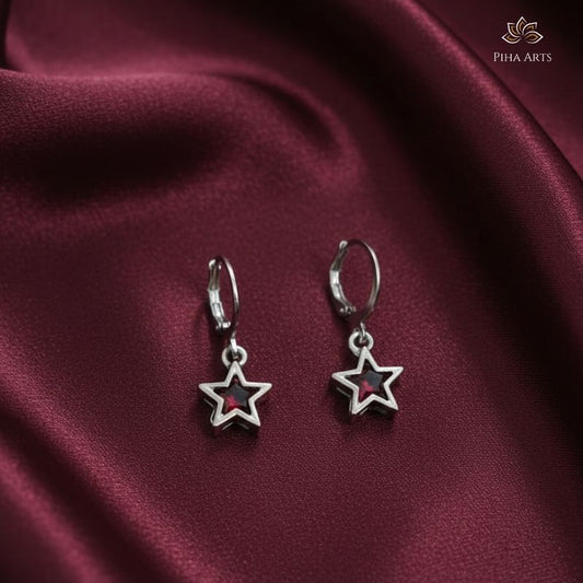 Silver Toned Pearl Studs and Star Drop Earring Set (Combo of 2)
