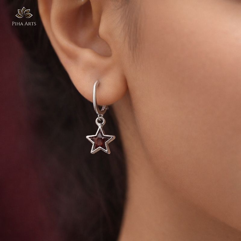 Silver Toned Pearl Studs and Star Drop Earring Set (Combo of 2)