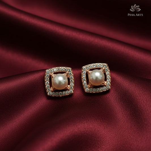 Sophisticated White Floral Enamel Pear-Shaped Studs