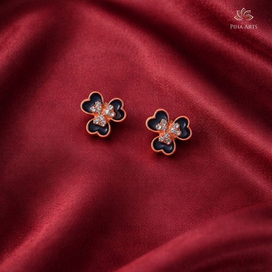 Daily Wear 3-Pair Stud Set: Pearl, Black Enamel & AD Crystal