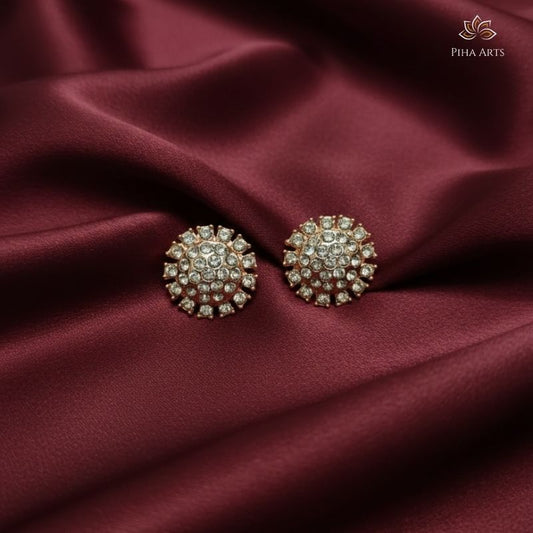 Rose Gold American Diamond Cluster Domed Stud Earrings