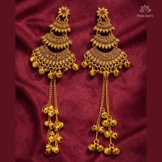 Traditional Antique Gold Kashmiri Jhumka Earrings for Women
