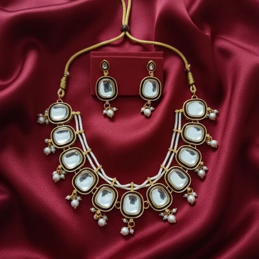 Kundan Pearl Necklace Set for Bridal & Wedding Wear | Gold Plated