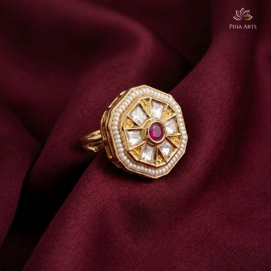 Buy Kundan and Moti Ring Online at Piha Arts | Explore Stylish Rings for Her