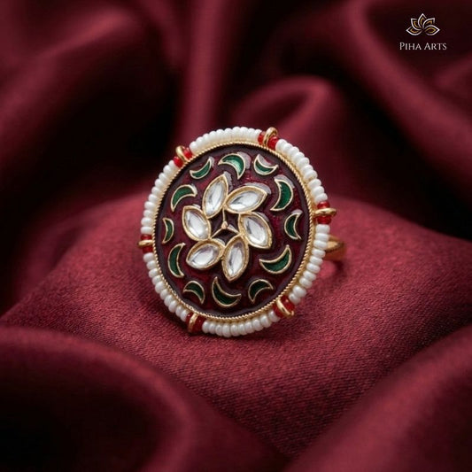 Discover Light Weight Meenakari Rings Online | Designer Rings Avaliable at Affordable Price | Piha Arts Artificial Rings